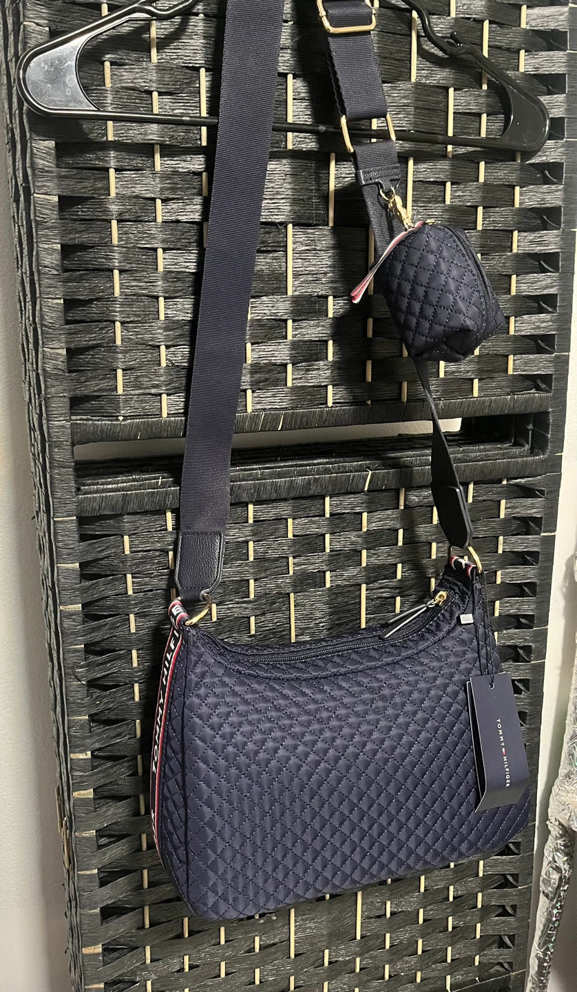 Tommy Hilfiger Quilted Navy Blue Crossbody Bag with Pouch - photo 2