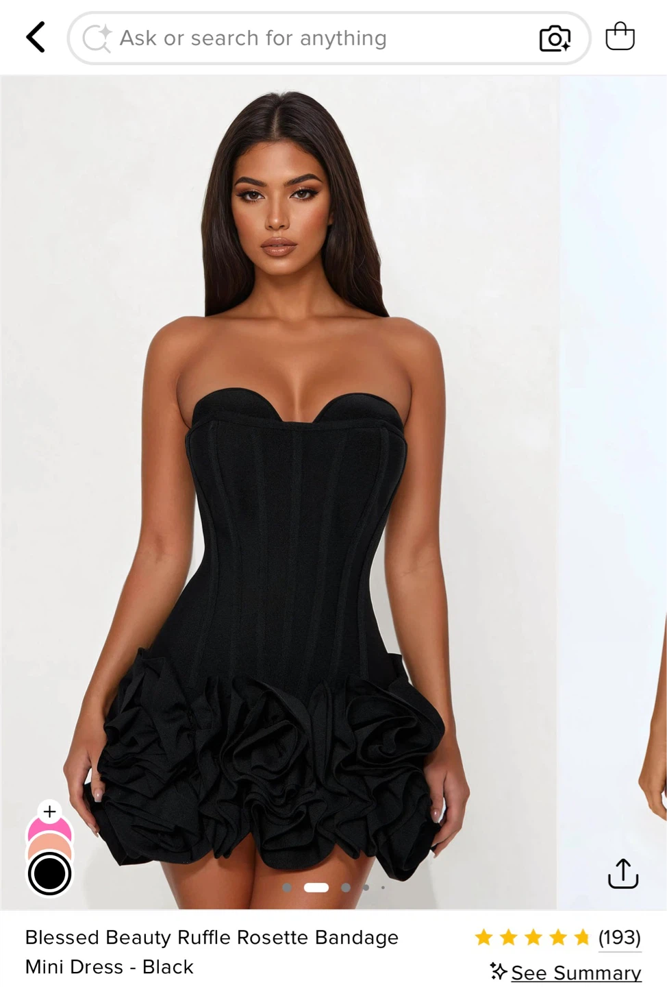 Black Blessed Beauty Ruffle Rosette Bandage Mini Dress - photo 3