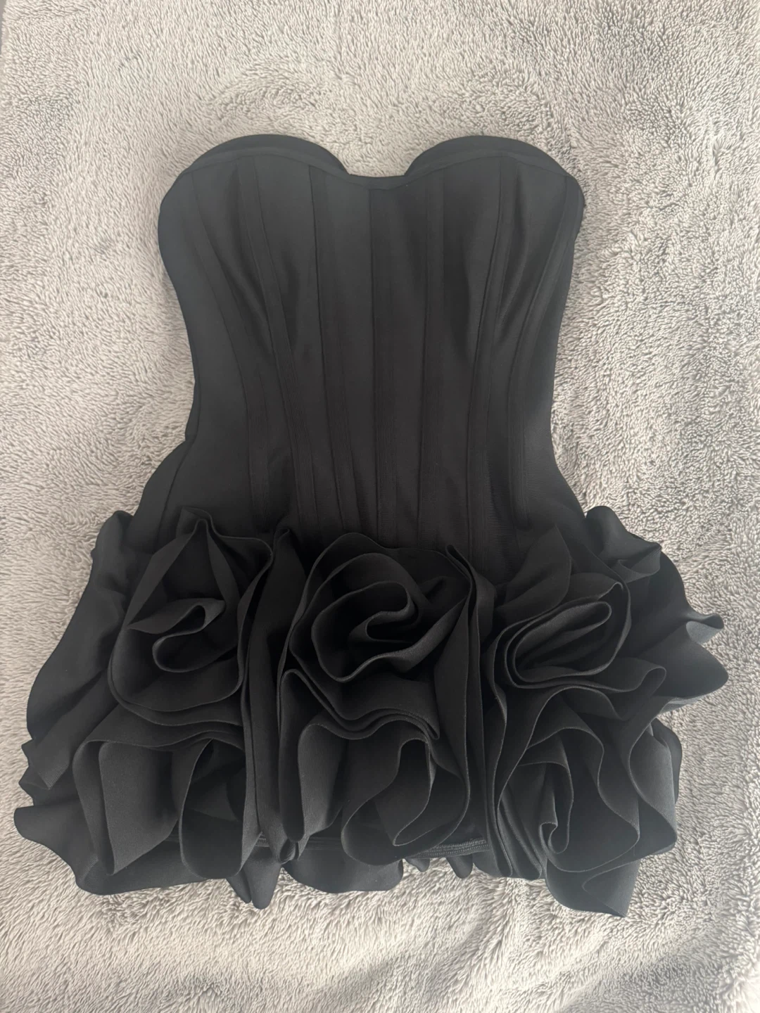 Black Blessed Beauty Ruffle Rosette Bandage Mini Dress