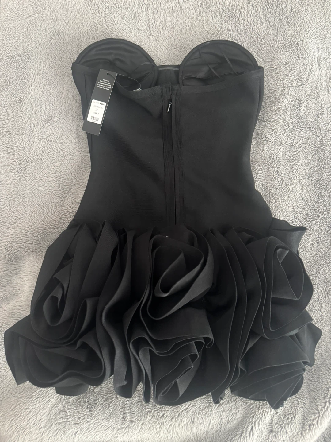Black Blessed Beauty Ruffle Rosette Bandage Mini Dress - photo 2