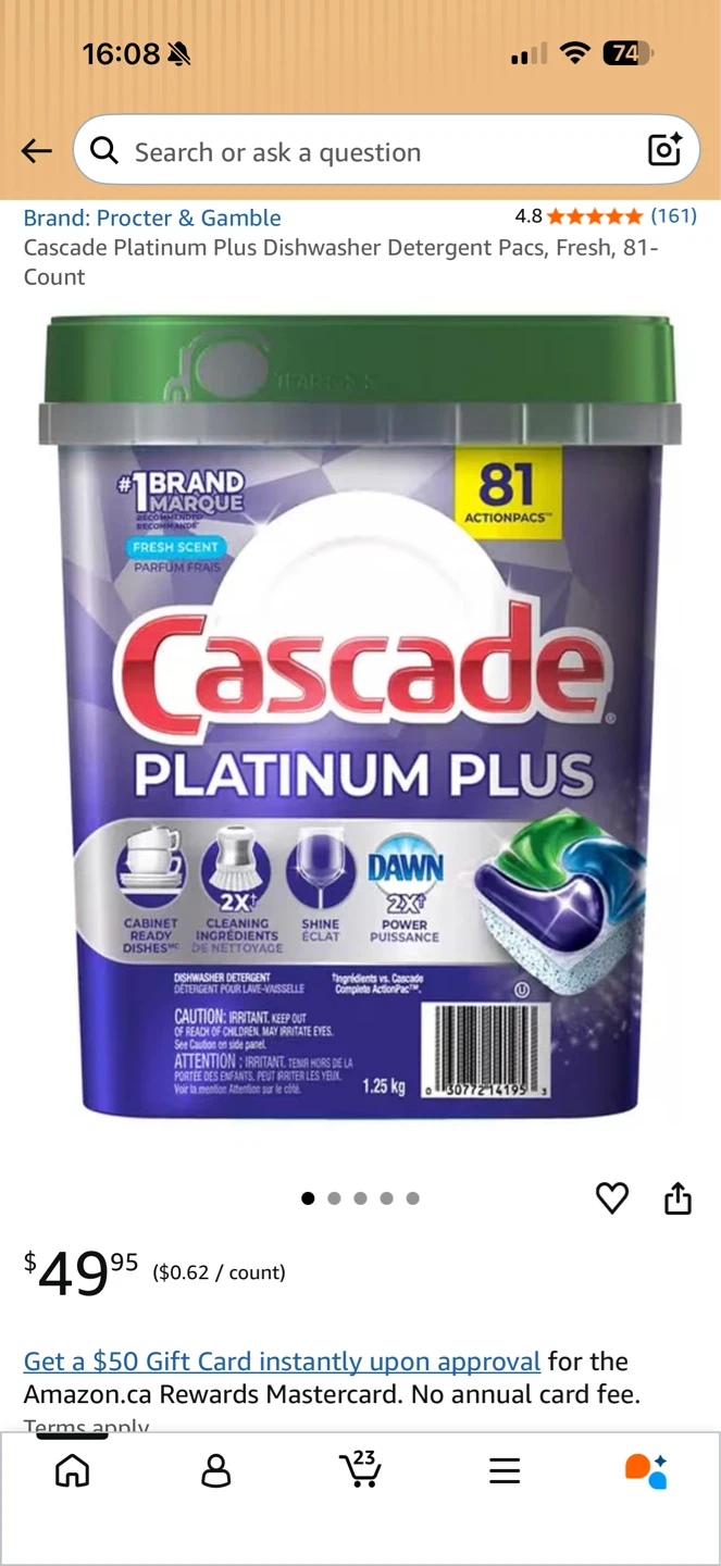 Cascade Platinum Plus Dishwasher Detergent Actionpacs - 81 Count - photo 2