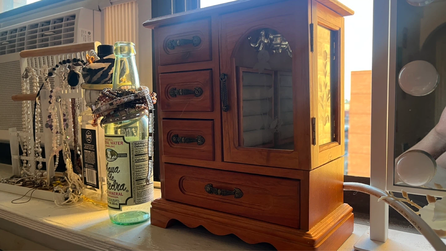 Wooden Jewelry Box with Mirror and Drawers - photo 4