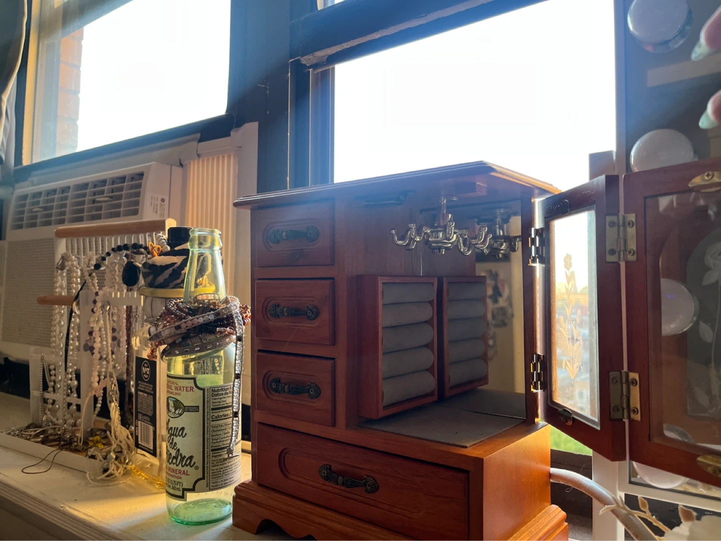 Wooden Jewelry Box with Mirror and Drawers - photo 3