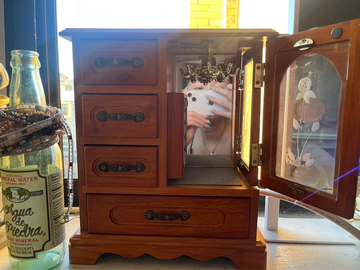 Wooden Jewelry Box with Mirror and Drawers - photo 2