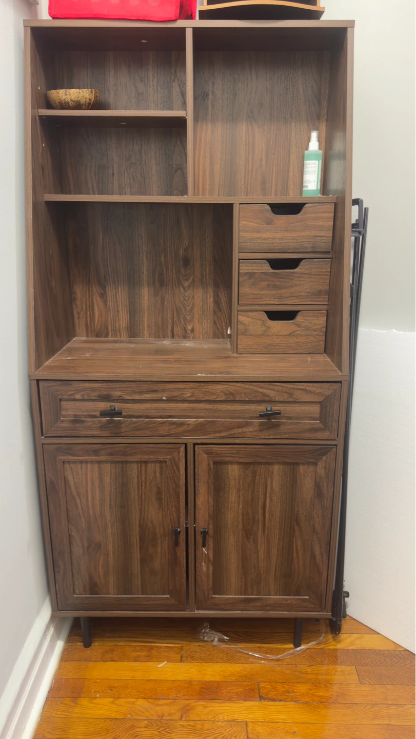 Wooden Storage Cabinet with Drawers and Shelves