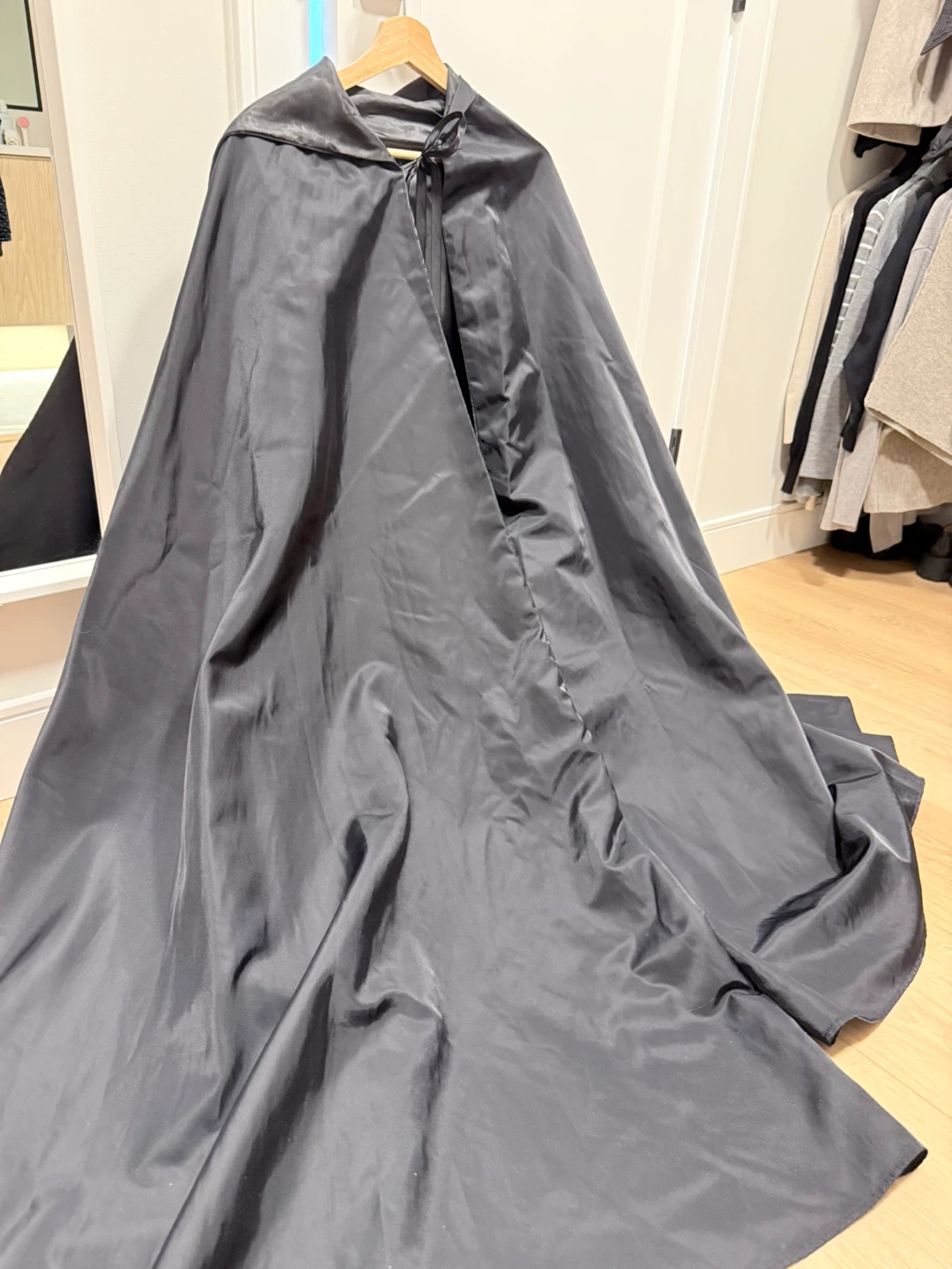 Black Full Length Cape with Hood - photo 2