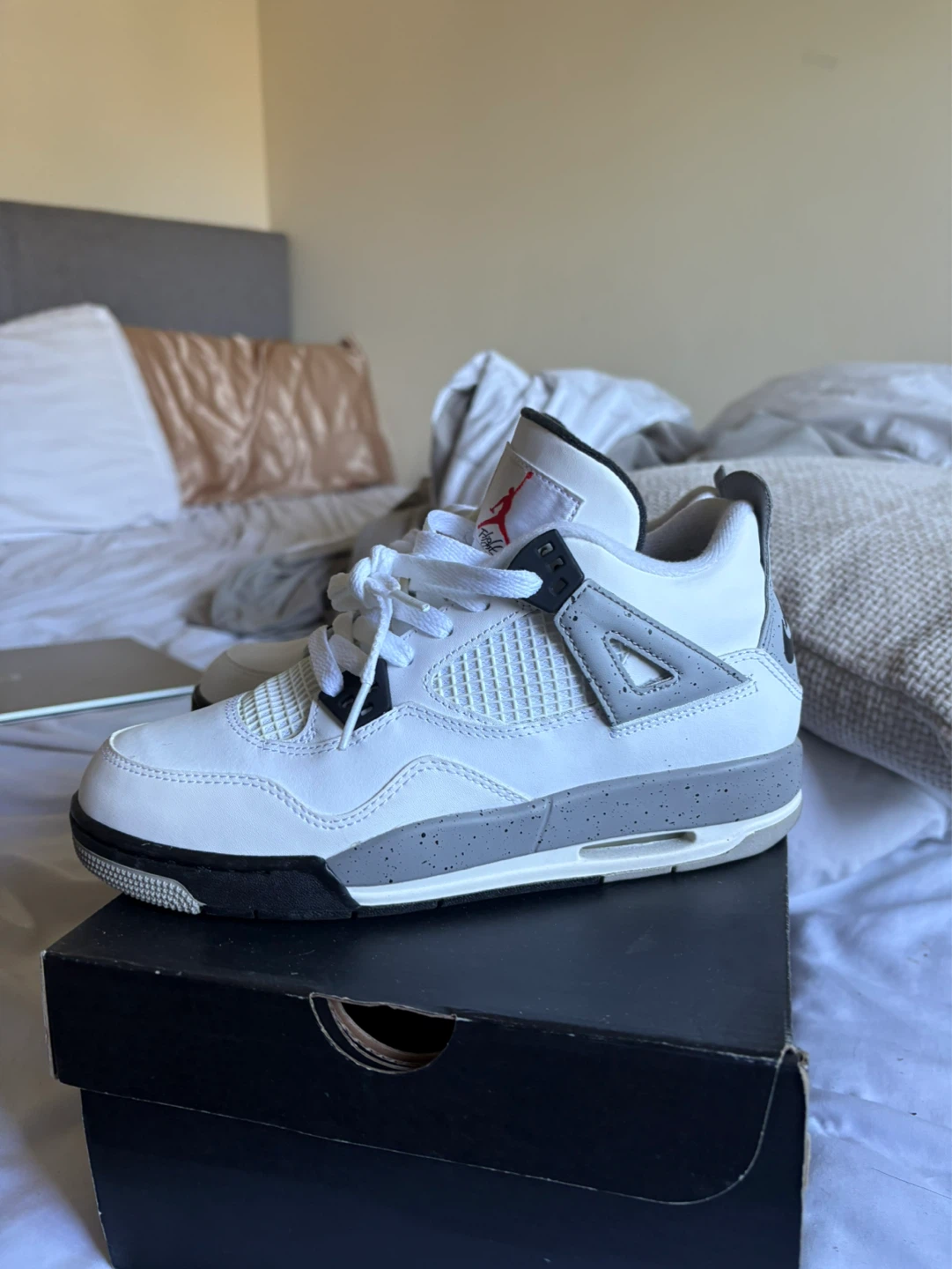 Nike Air Jordan 4 Retro White Cement Kids Shoes