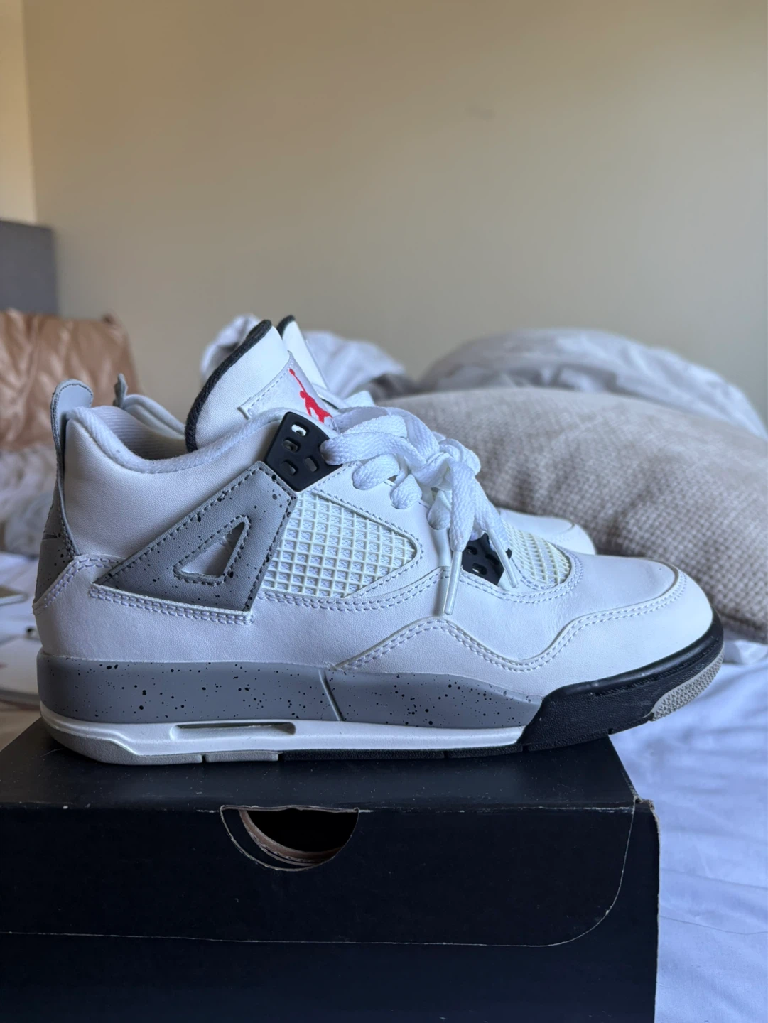 Nike Air Jordan 4 Retro White Cement Kids Shoes - photo 3