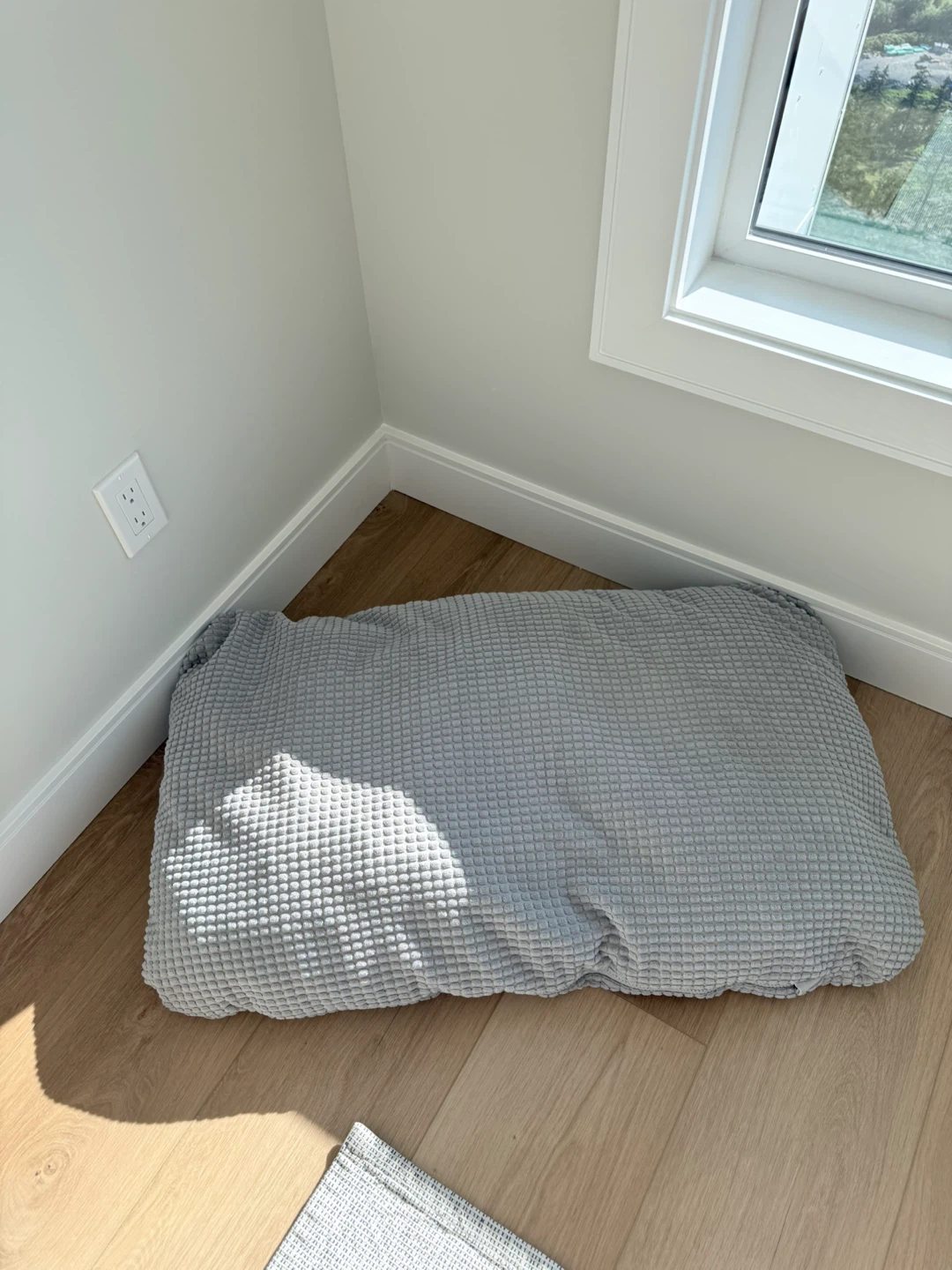 Grey Waffle Knit Dog Bed and Mat- Ikea