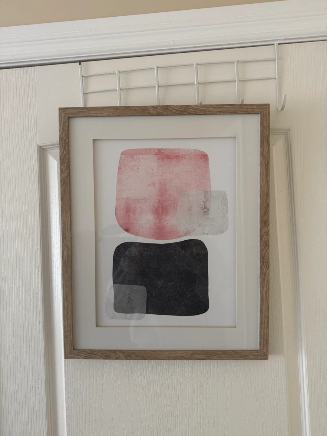 Framed Abstract Art Print - Pink, Black & Grey