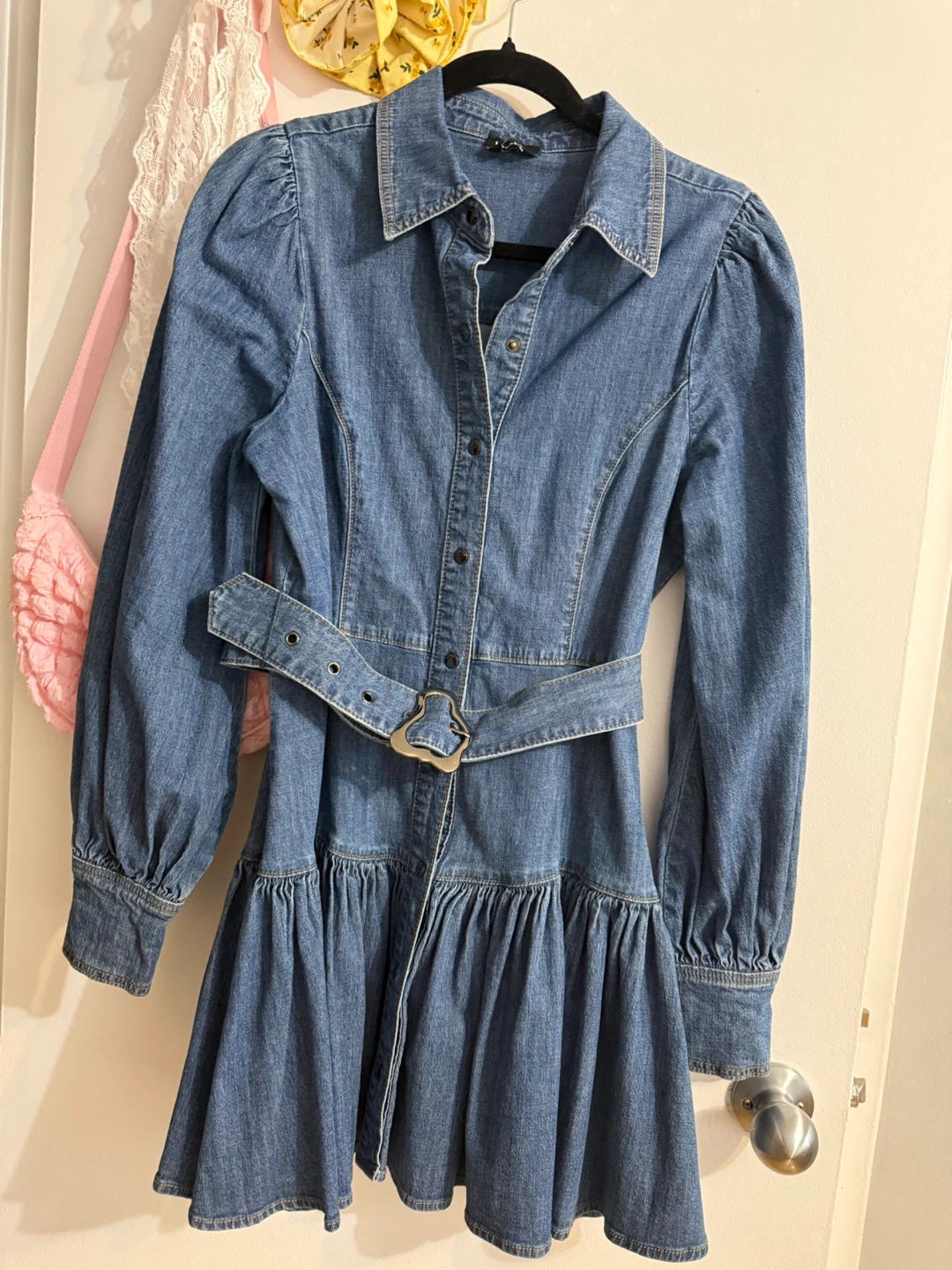 Bebe Denim Belted Dress - Size M