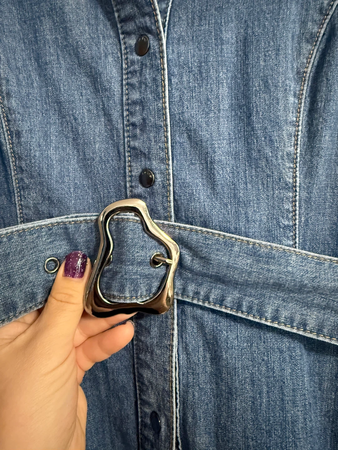 Bebe Denim Belted Dress - Size M - photo 5