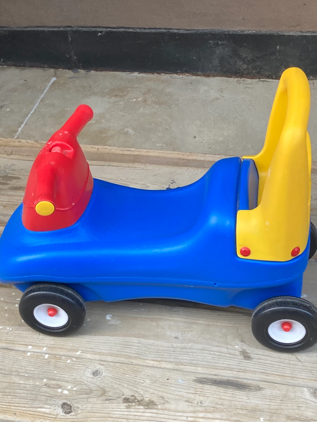 Blue and Yellow Ride-On Toy Car