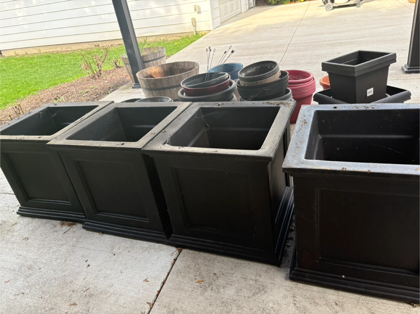 Set of 4 Black Square Planters - photo 3