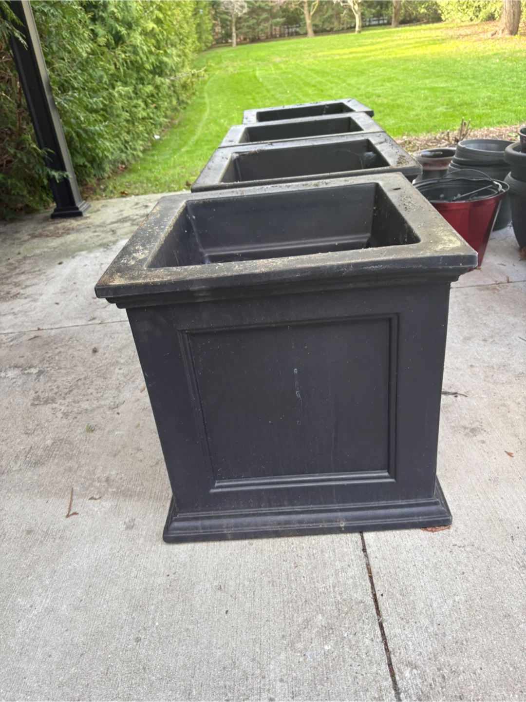 Set of 4 Black Square Planters - photo 2