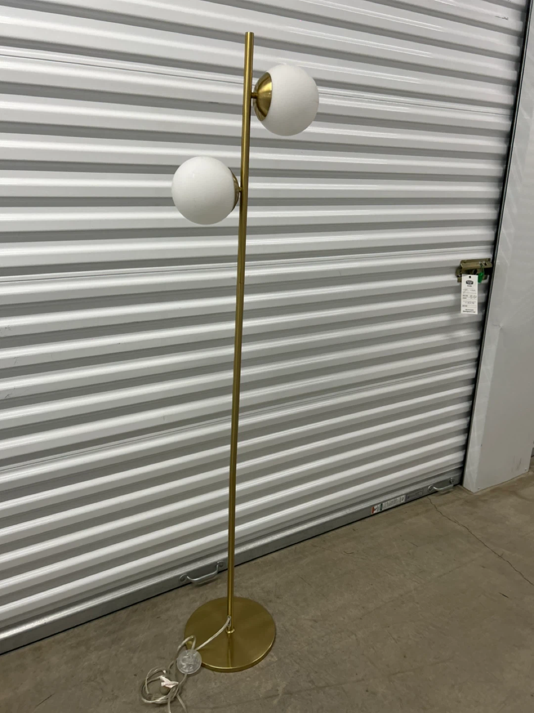 Gold Finish Floor Lamp with 2 Frosted Globe Shades