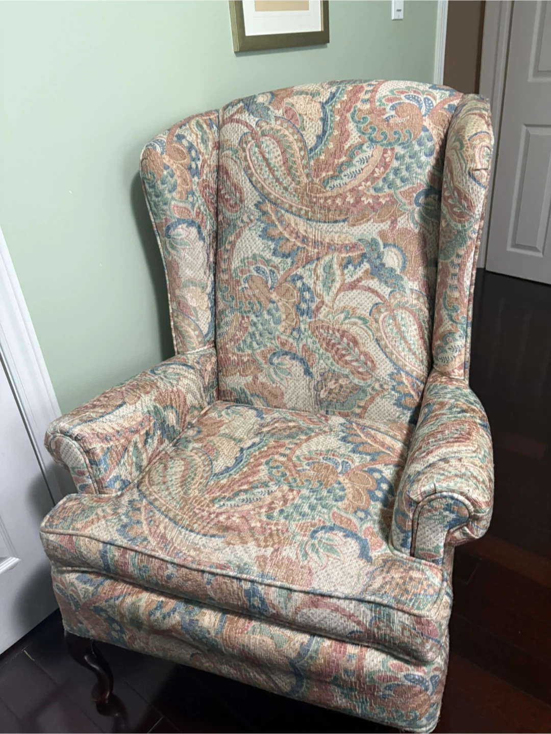 1 Wingback Armchair with Paisley Print