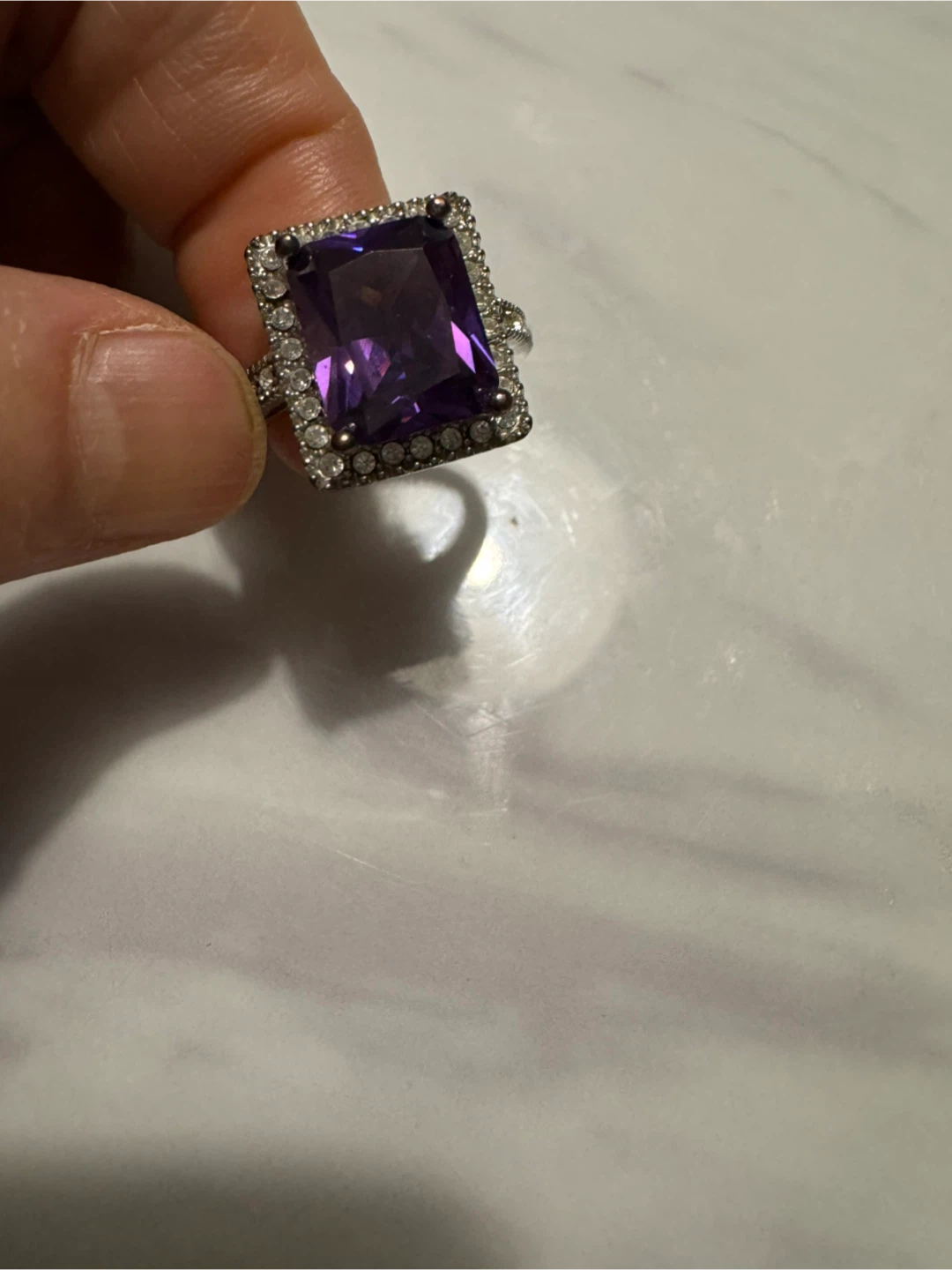 Statement Ring with Large Purple Stone