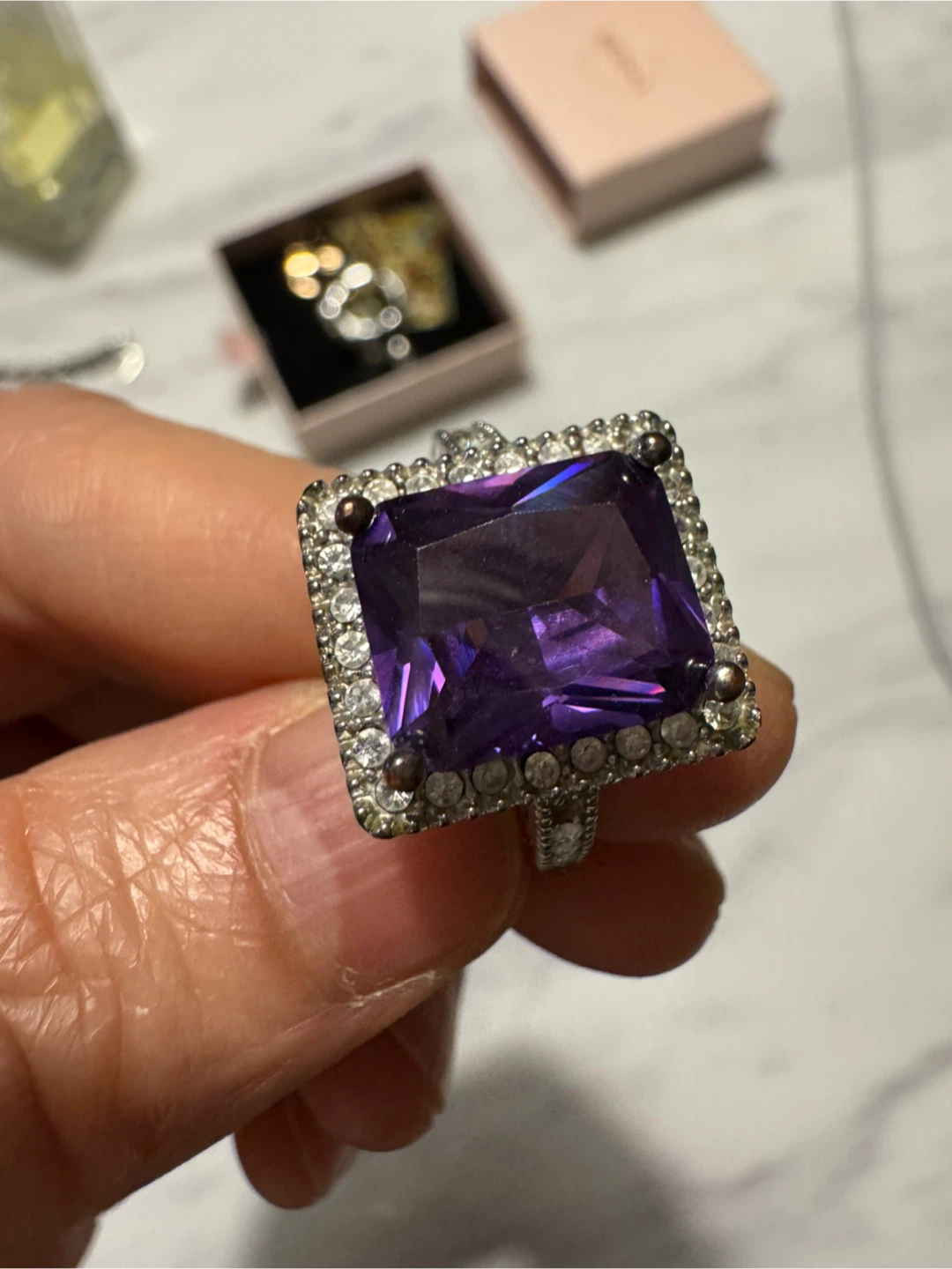 Statement Ring with Large Purple Stone - photo 5