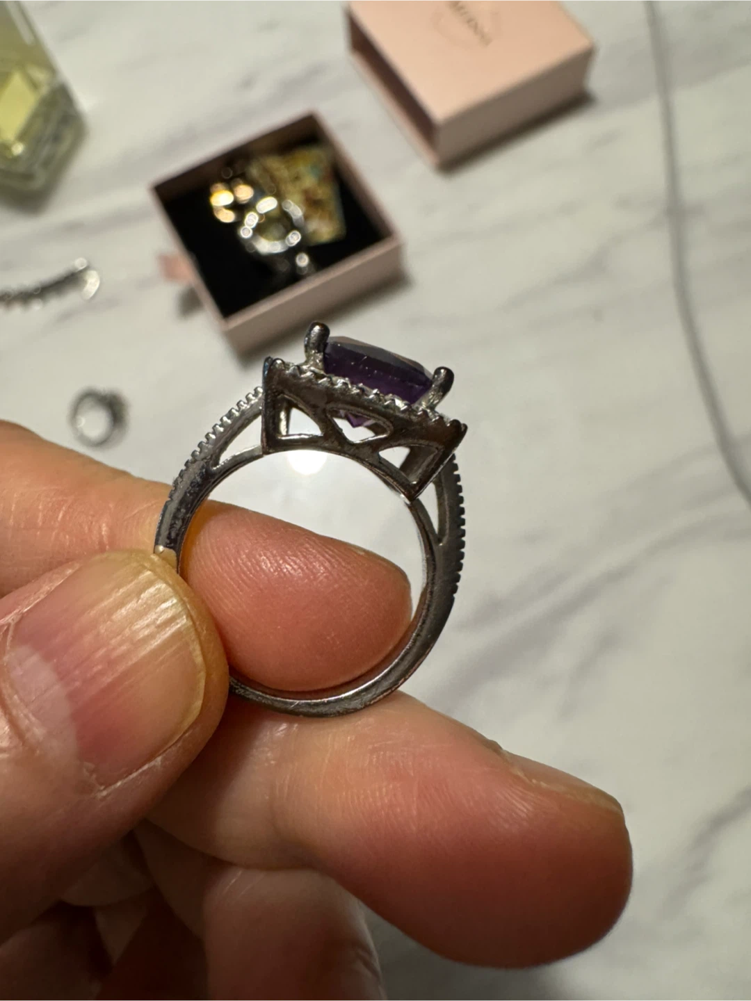 Statement Ring with Large Purple Stone - photo 3