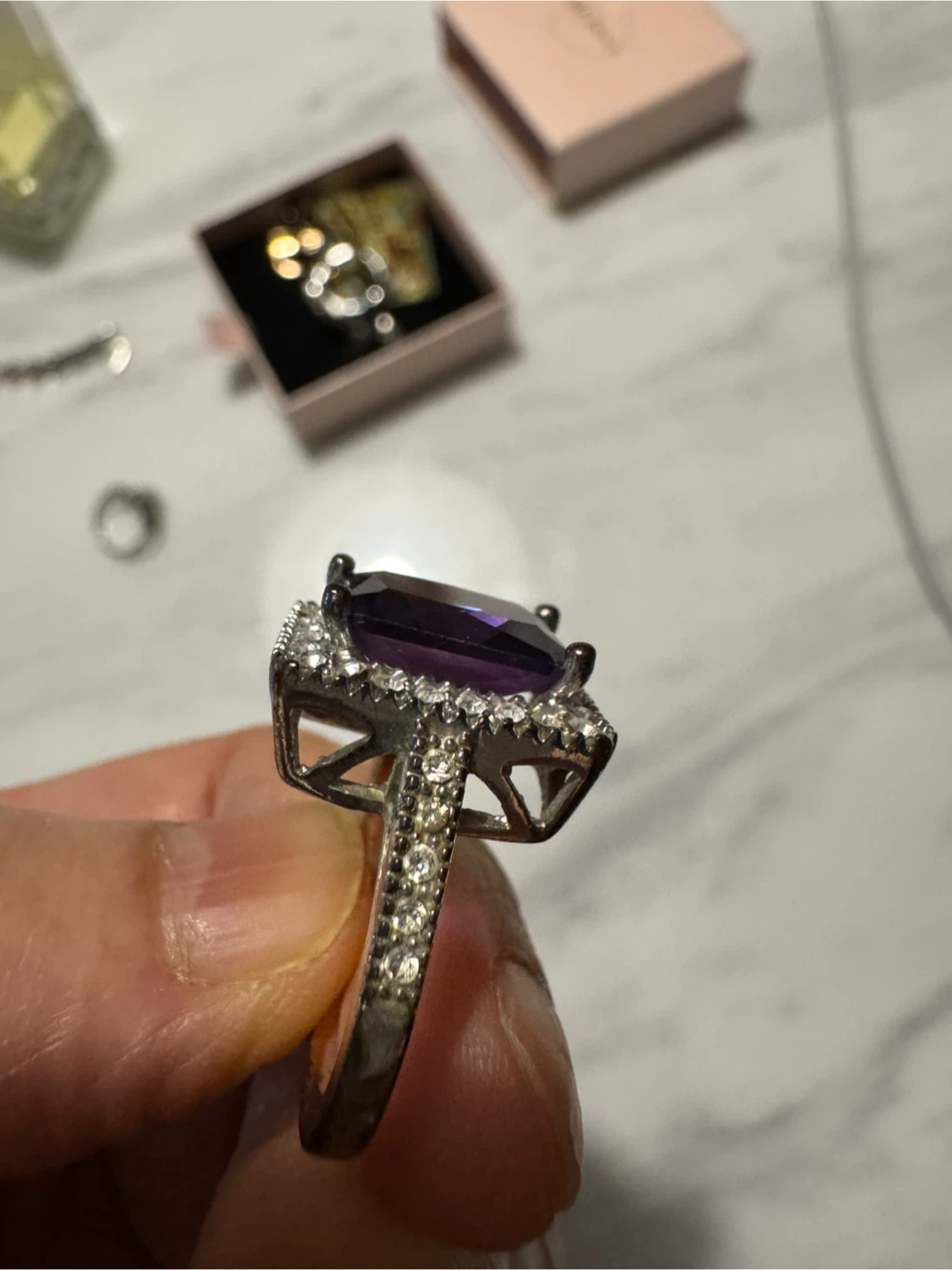 Statement Ring with Large Purple Stone - photo 2