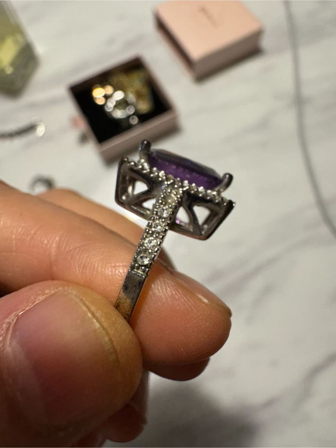 Statement Ring with Large Purple Stone - photo 4