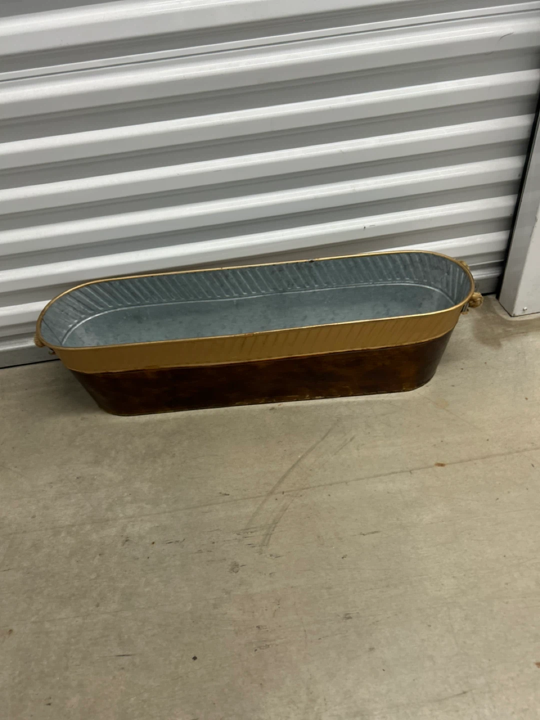 Galvanized Planter Pot with Rope Handles