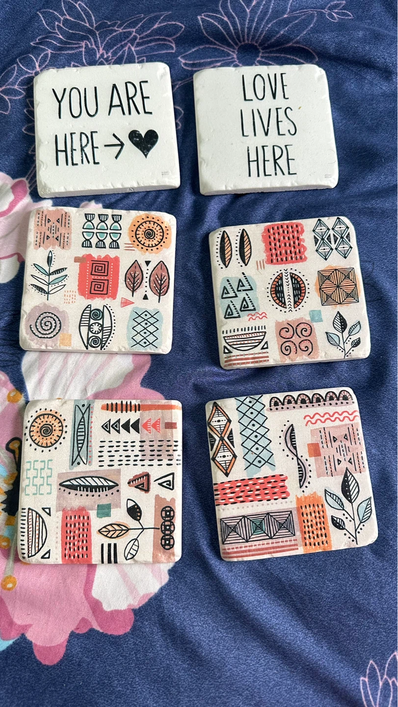 Set of 6 Ceramic Coasters, Home decor