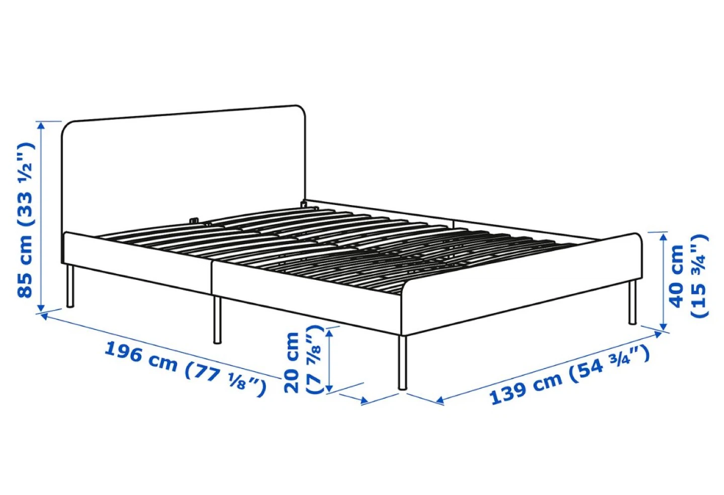 IKEA SLATTUM Upholstered Bed Frame, Vissle Dark Grey, Full - photo 2