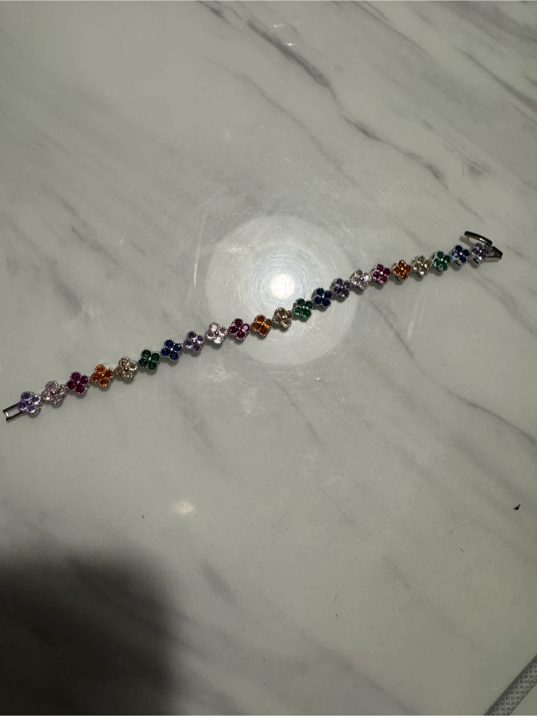 Sparkly Clover Bracelet with Multicolor Stones