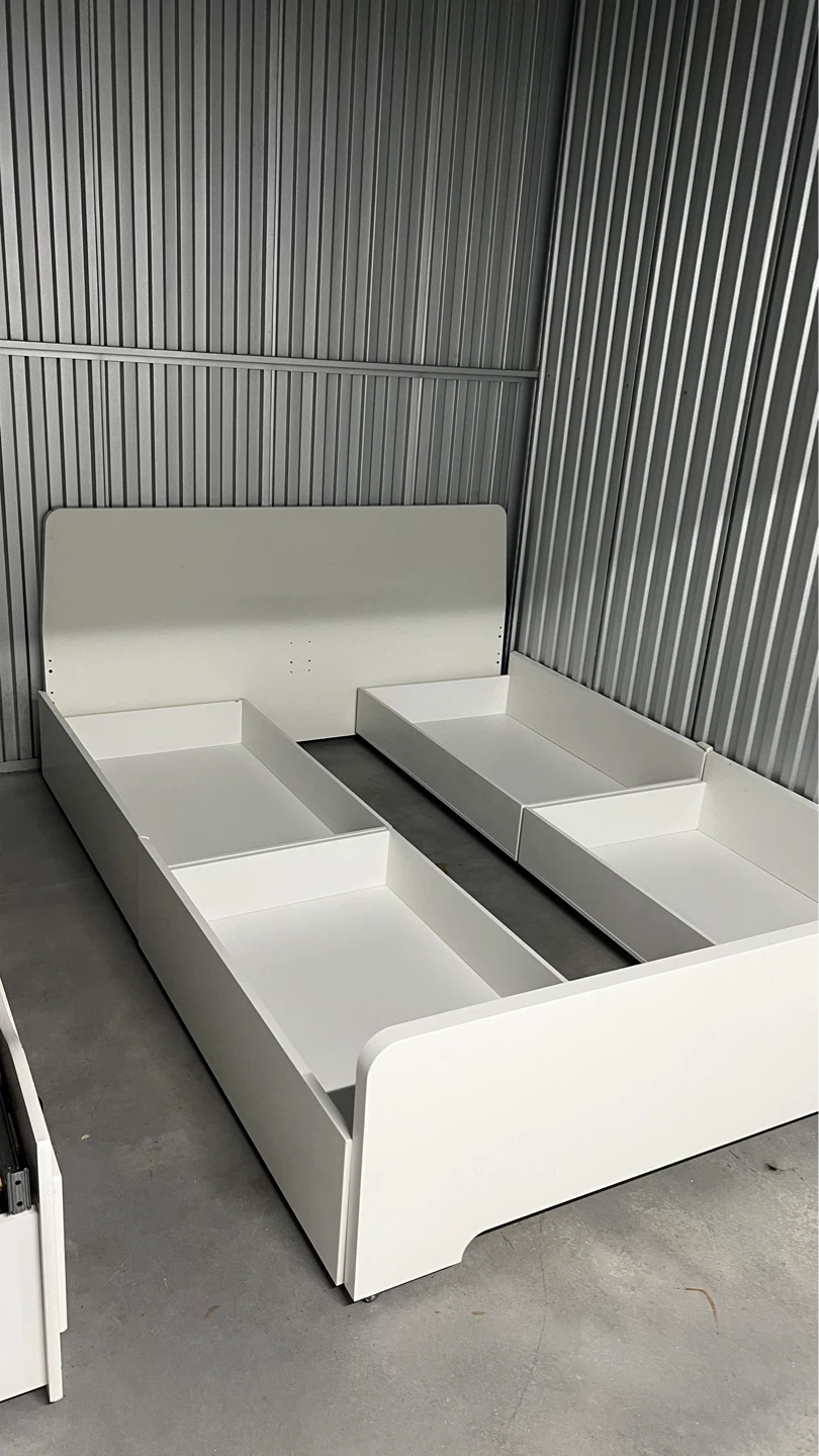 MALM IKEA Queen Bed with Storage boxes