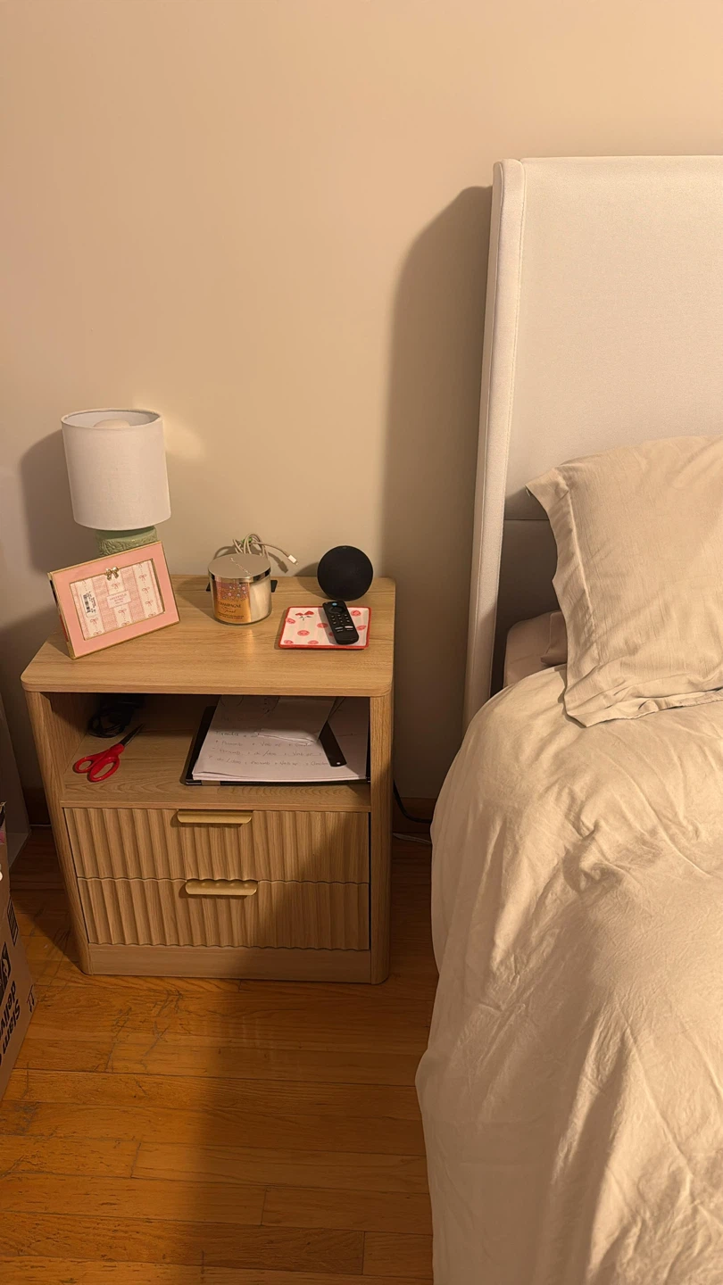 Modern Wood Nightstand with Fluted Drawers - photo 2