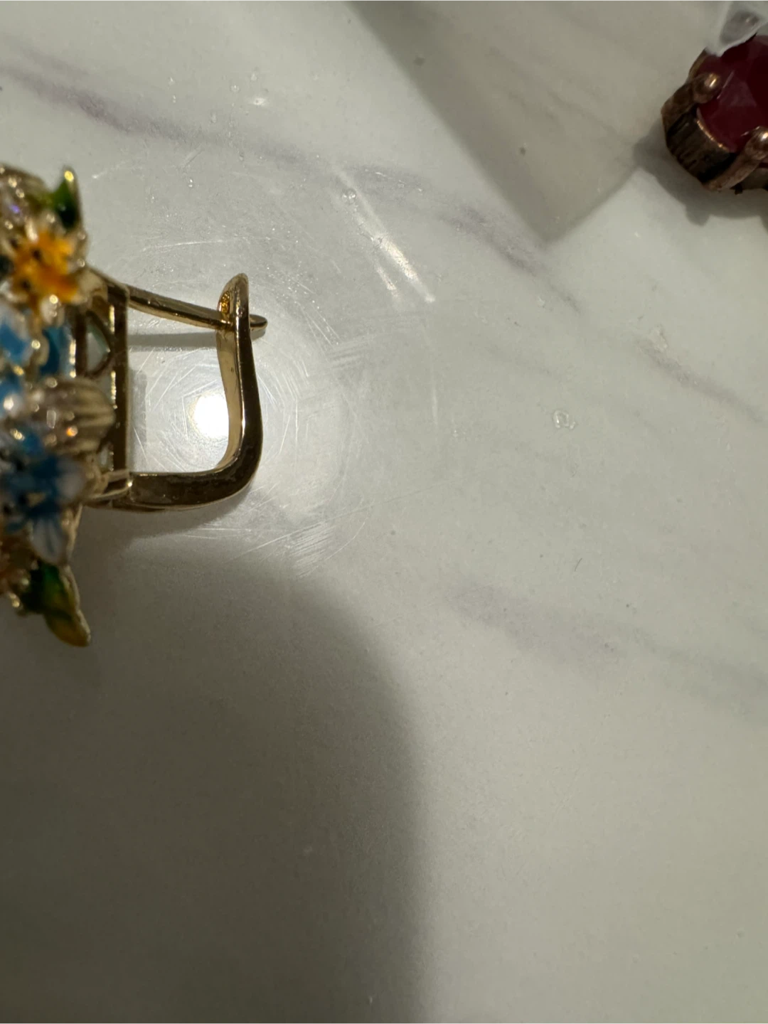 Enamel Flower Crystal Earrings - photo 4