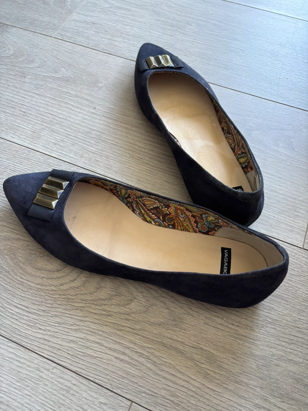 Vagabond Navy Suede Ballet Flats
