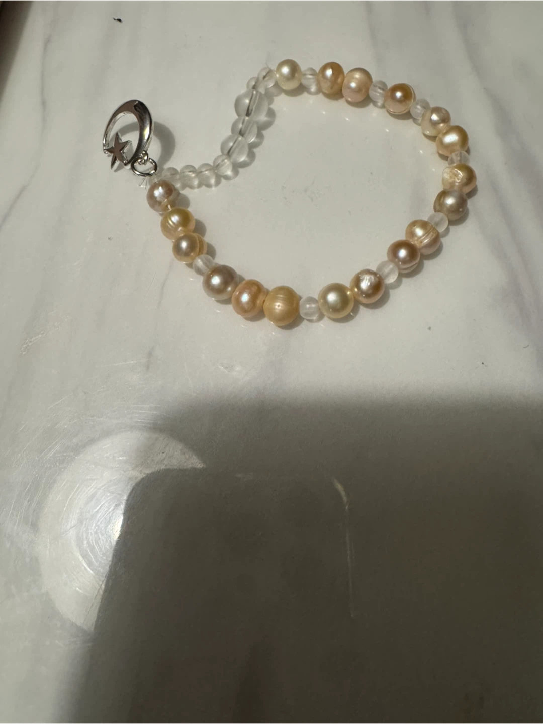 Pearl and Crystal Beaded Bracelet with Star Charm