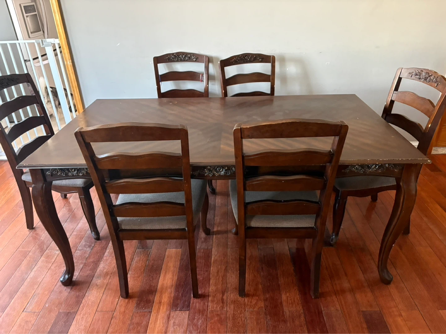 Wooden Dining Table with 6 Chairs