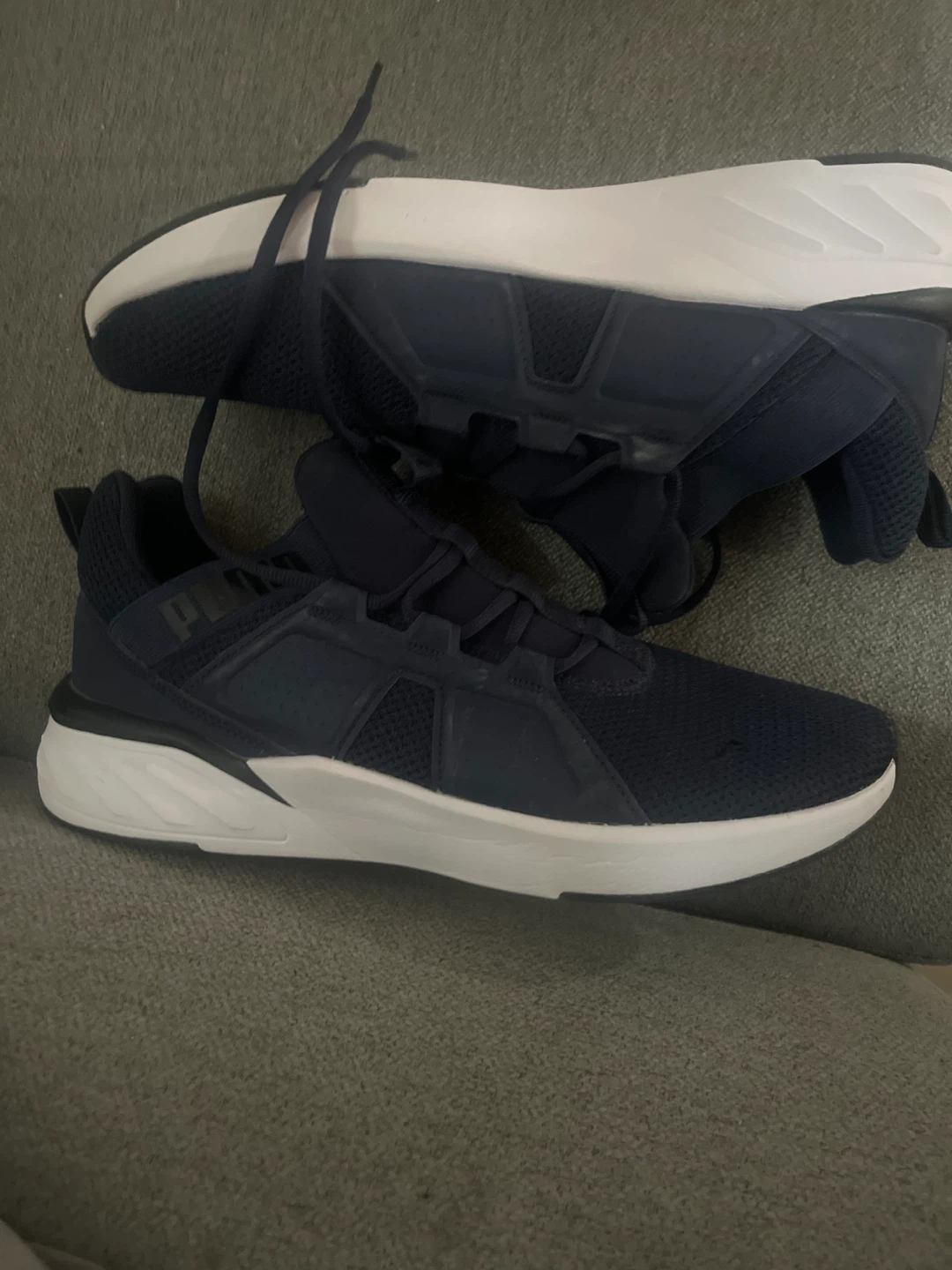 Puma navy blue athletic shoes