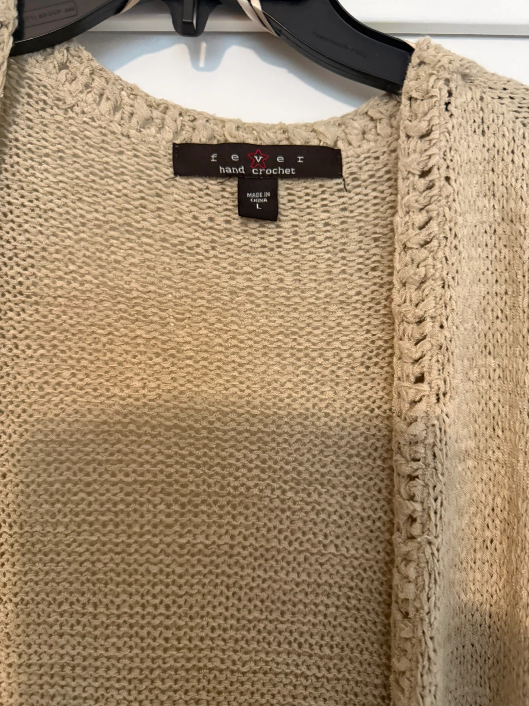 Fever Hand Crochet Cardigan - Beige, Size L - photo 3