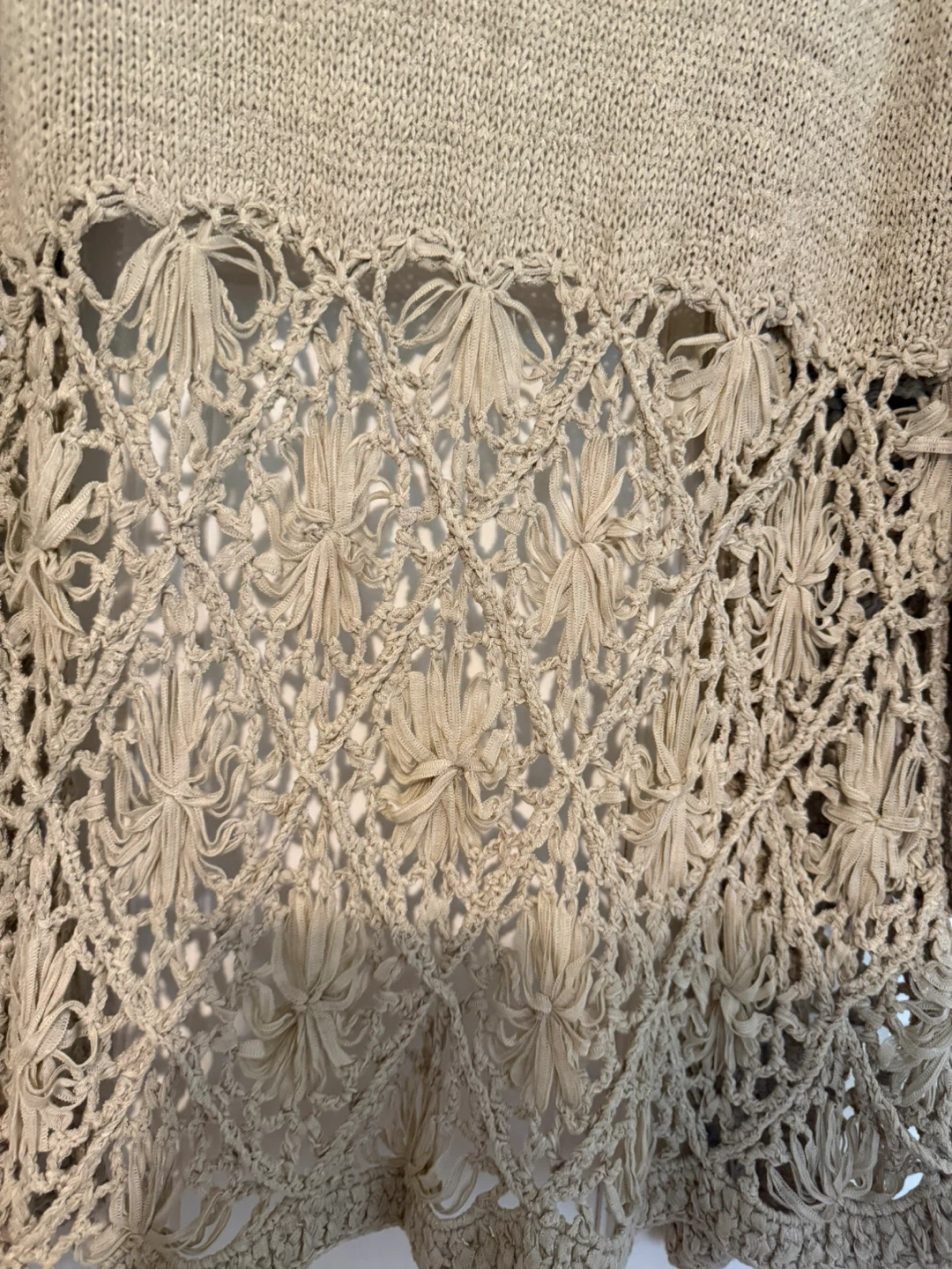 Fever Hand Crochet Cardigan - Beige, Size L - photo 4