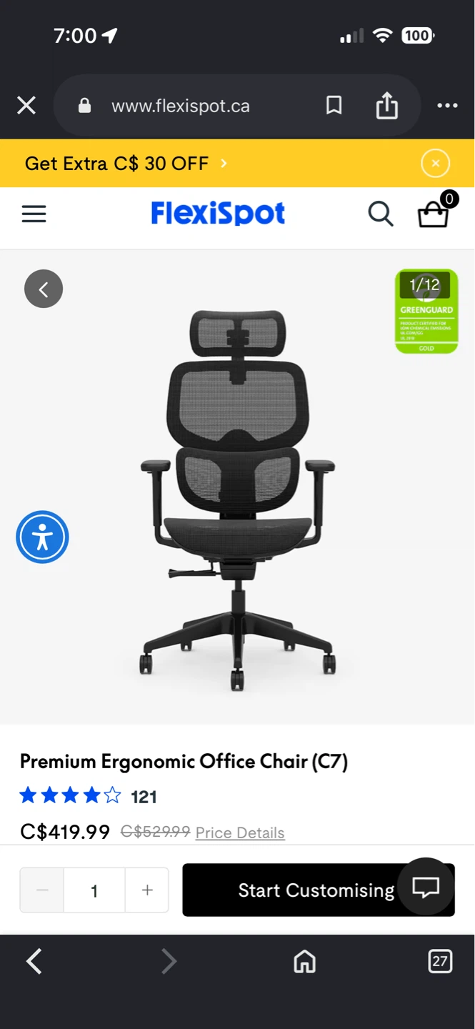 FlexiSpot Ergonomic Office Chair- C7- New