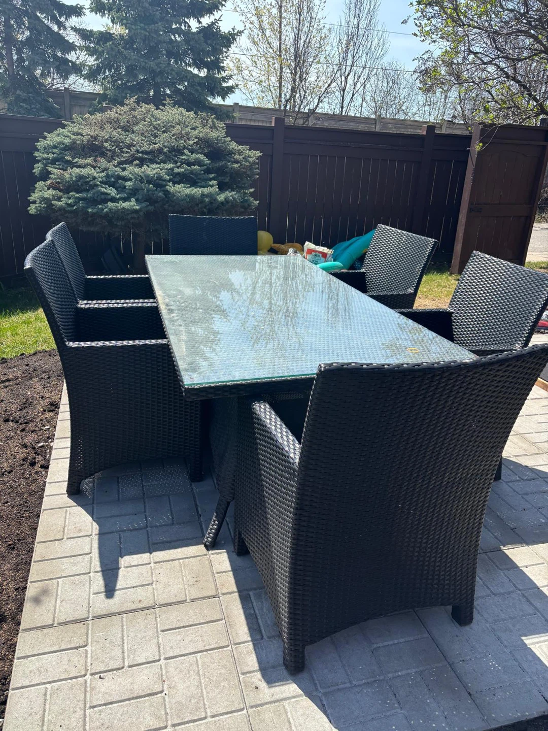 Wicker Patio Dining Set with Glass Top - photo 3