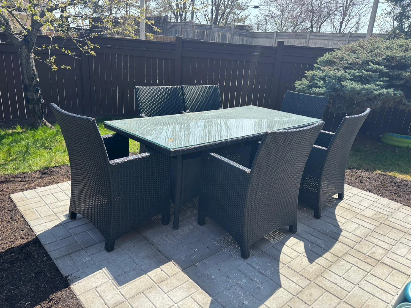 Wicker Patio Dining Set with Glass Top - photo 2