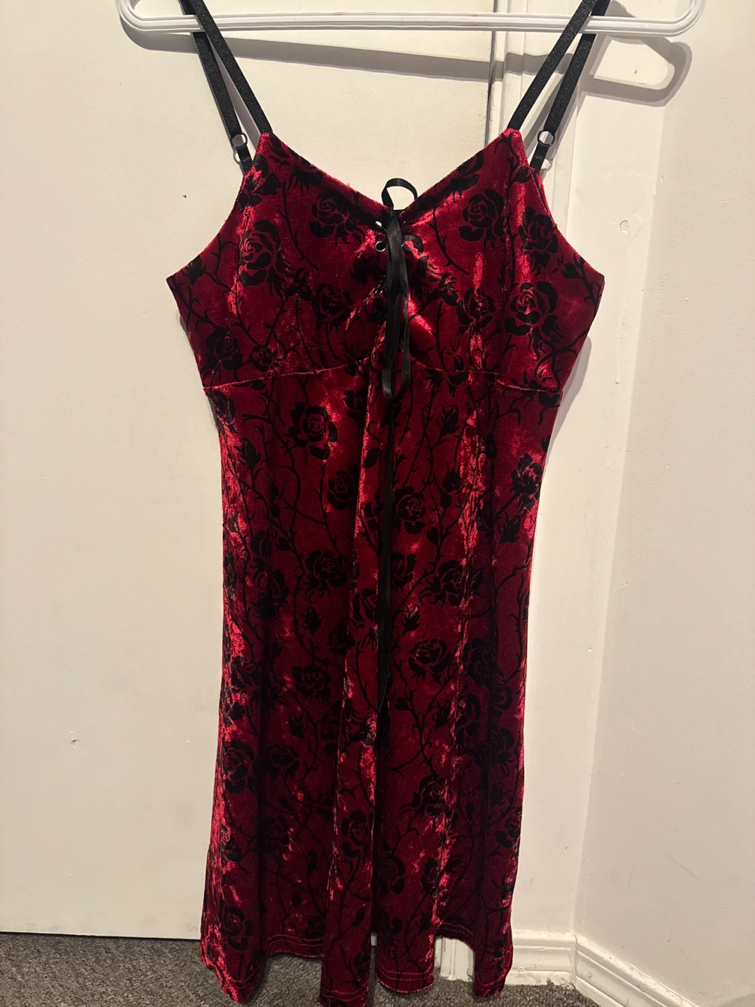 Velvet Red/Black Gothic Style Dress