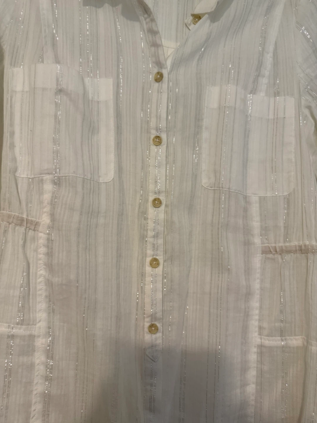 DKNY Jeans White Striped Shirt XL - photo 4
