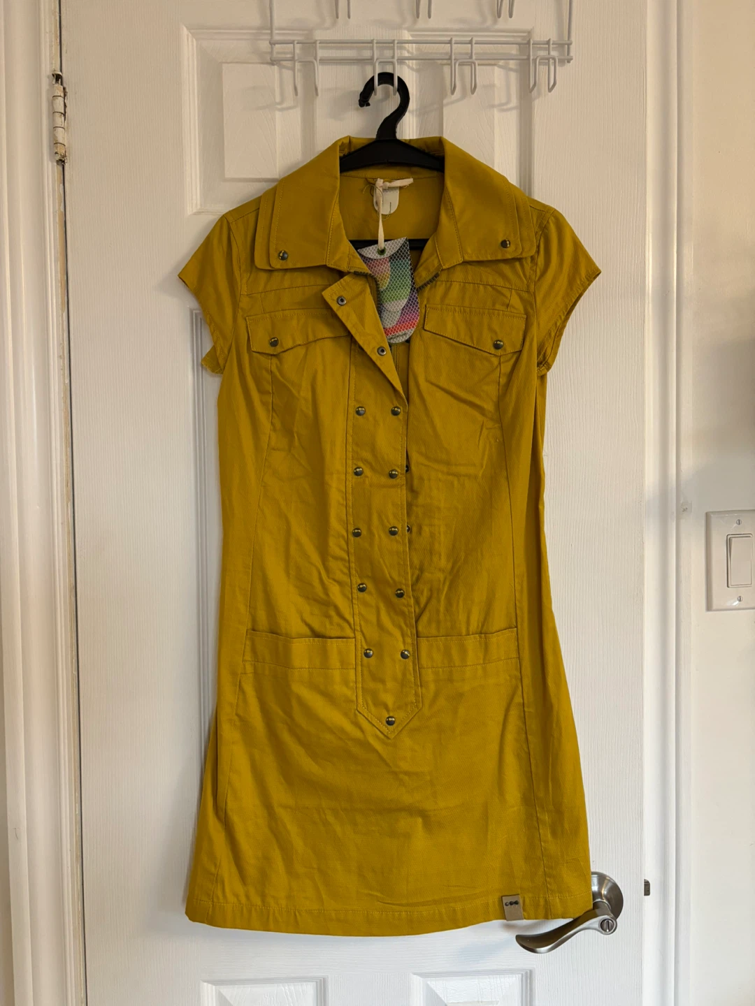 BNWT Yellow Short Sleeve Button-Up Cotton Dress