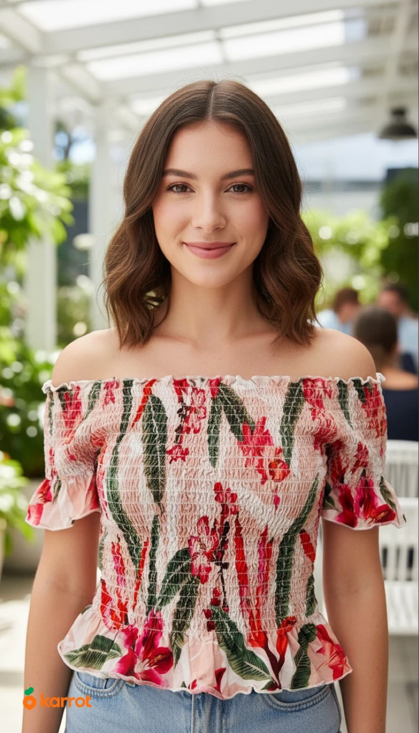 Ever New Smocked Off-Shoulder Top