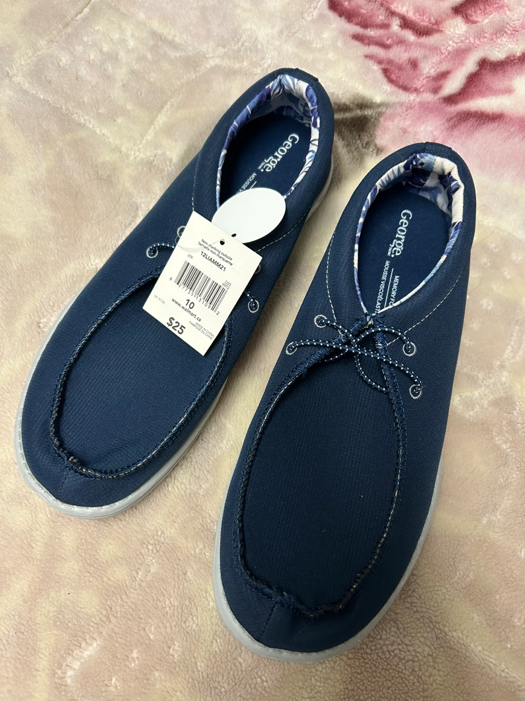 George Men's Navy Blue Boat Shoes Size 10