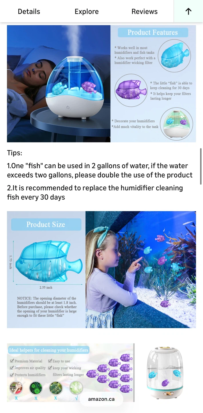 Humidifier Cleaner Fish - 16pcs Blue/Purple - photo 3
