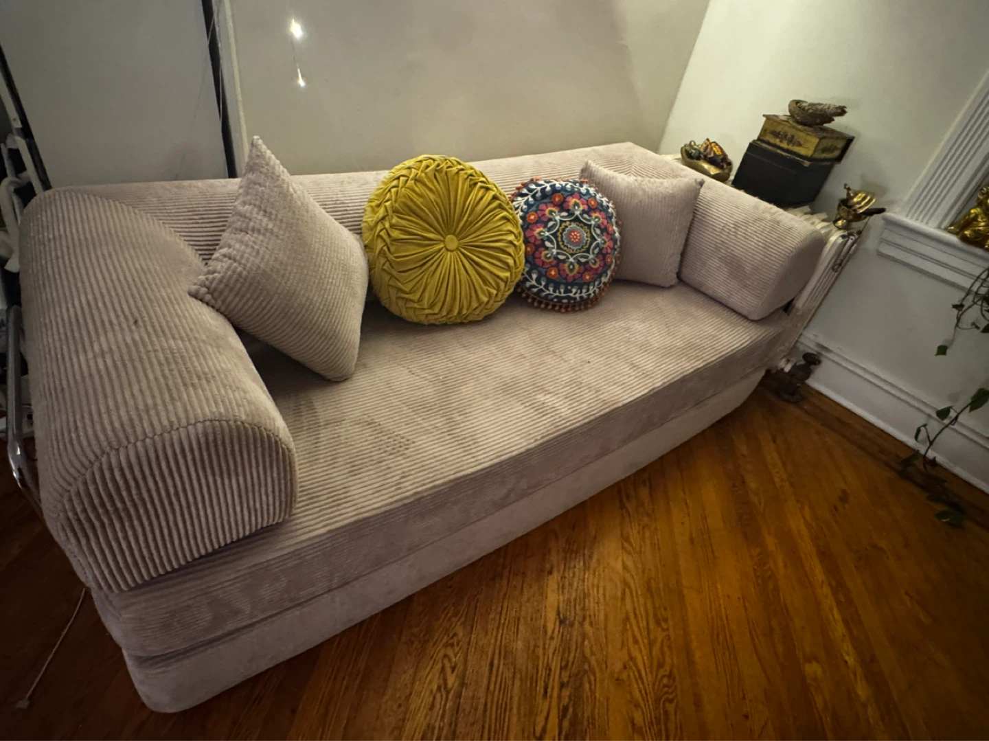 Desert Rose Corduroy Sofa/Daybed with Bolster Pillows