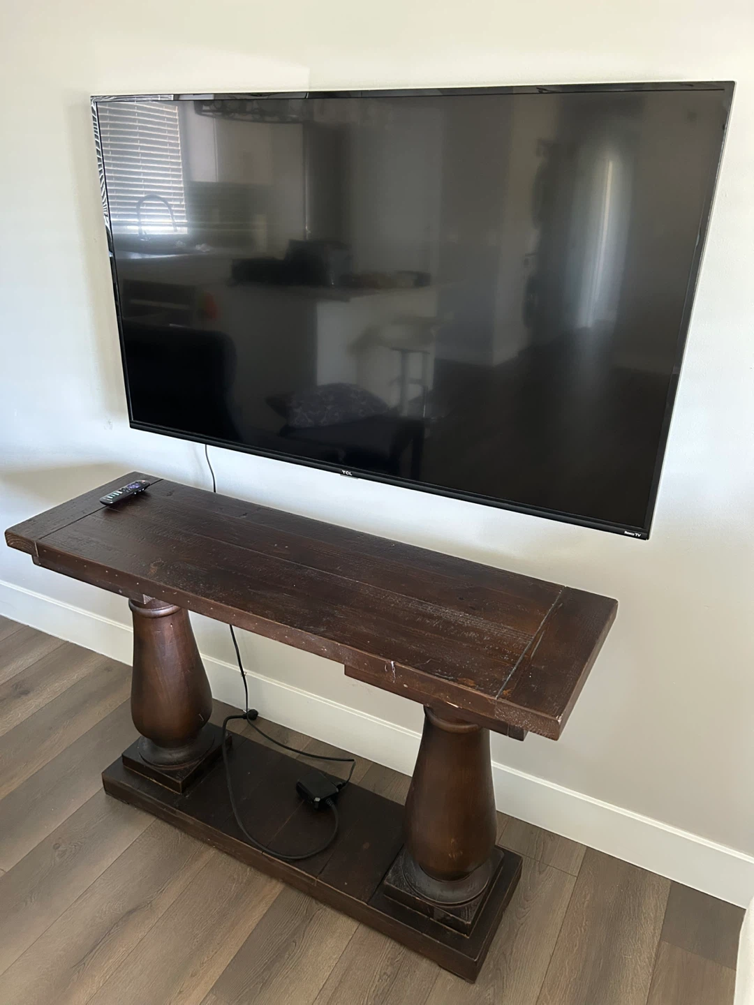 TCL 55" TV and Wood Stand